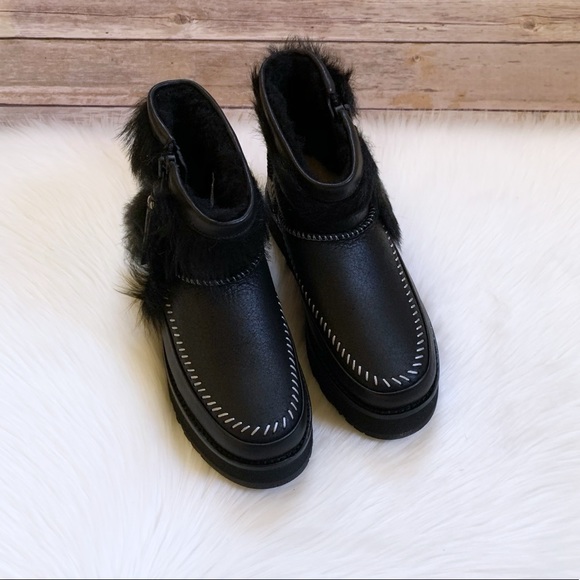 UGG Women’s Fluff Punk Boots In Black - Picture 3 of 9